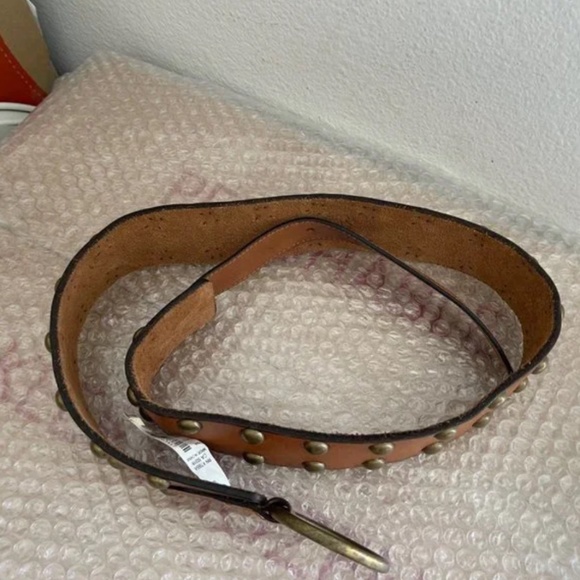 VINTAGE Abercrombie & Fitch genuine leather Studded Leather Belt New main image 4
